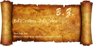 Bárdos Zádor névjegykártya